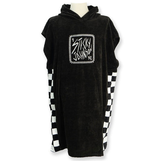 Sticky Johnson Hooded Towel Checker Black